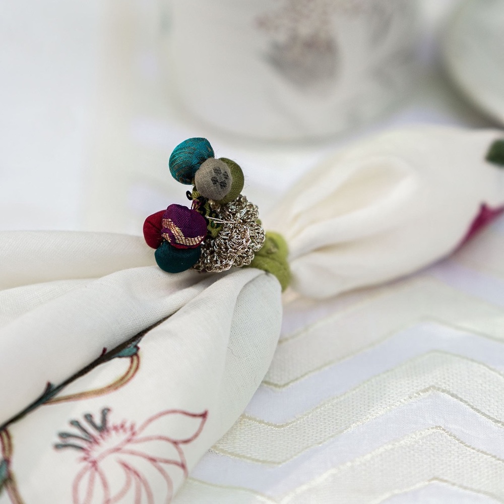Set Of 6- Shehzade Silk Ties Beautiful and Unique Napkin Holders by Good Earth